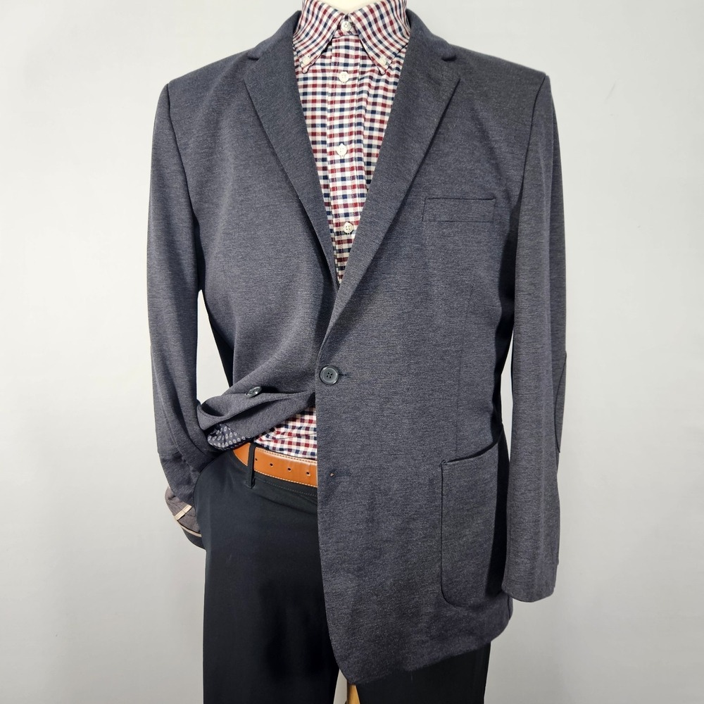 Modern English Men's‎ Sport Coat Blazer Two Button Gray Polyester Blend Large